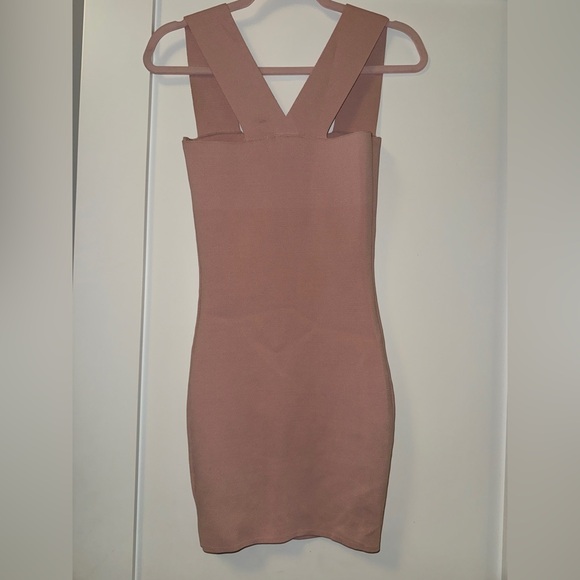 Square-Neck Mini Bodycon Dress in Dusty Rose - Picture 2 of 4
